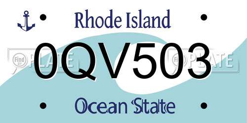 0QV503 Rhode Island License Plate