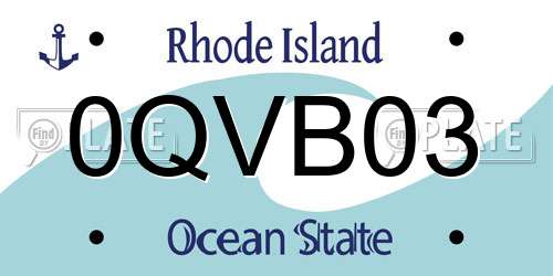 0QVB03 Rhode Island License Plate