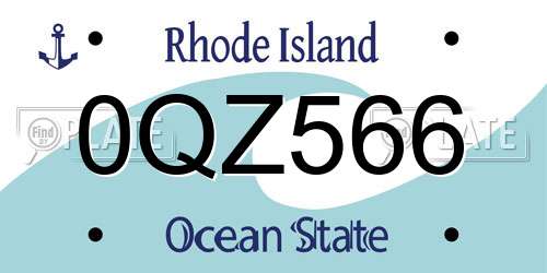 0QZ566 Rhode Island License Plate