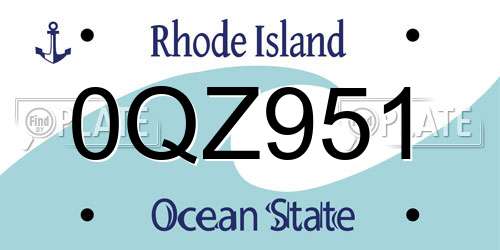 0QZ951 Rhode Island License Plate