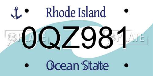 0QZ981 Rhode Island License Plate