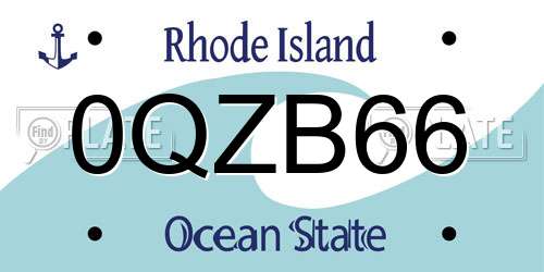 0QZB66 Rhode Island License Plate