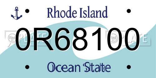0R68100 Rhode Island License Plate