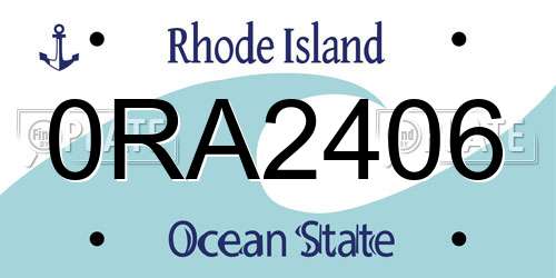 0RA2406 Rhode Island License Plate