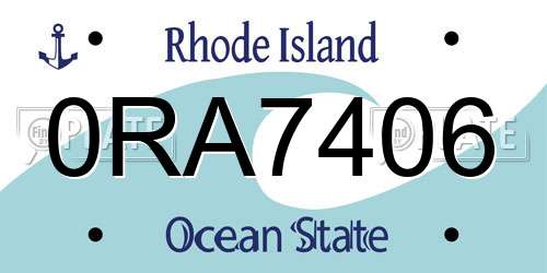 0RA7406 Rhode Island License Plate