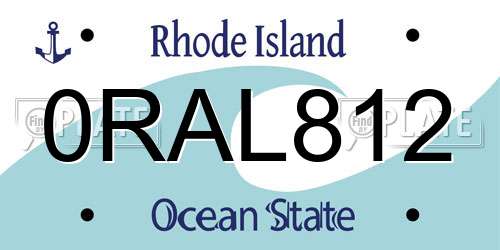 0RAL812 Rhode Island License Plate
