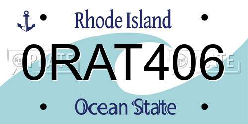 0RAT406 Rhode Island License Plate