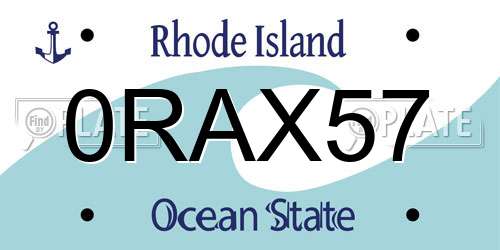 0RAX57 Rhode Island License Plate
