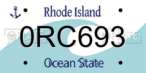 0RC693 Rhode Island License Plate