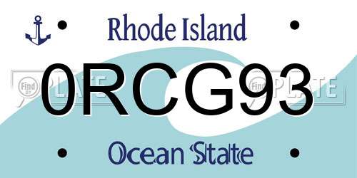 0RCG93 Rhode Island License Plate