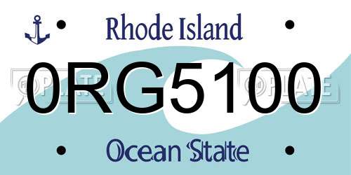 0RG5100 Rhode Island License Plate