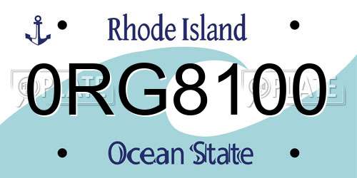 0RG8100 Rhode Island License Plate