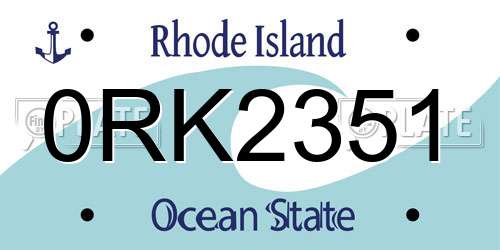 0RK2351 Rhode Island License Plate