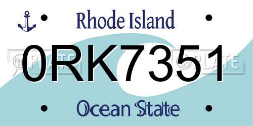 0RK7351 Rhode Island License Plate