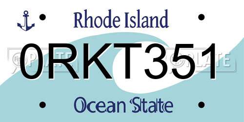 0RKT351 Rhode Island License Plate