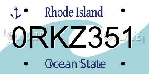 0RKZ351 Rhode Island License Plate