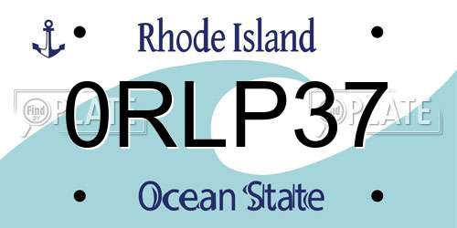 0RLP37 Rhode Island License Plate