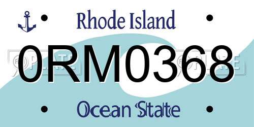 0RM0368 Rhode Island License Plate