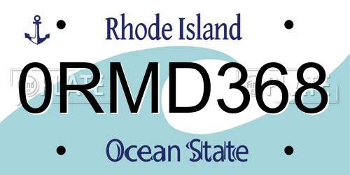 0RMD368 Rhode Island License Plate