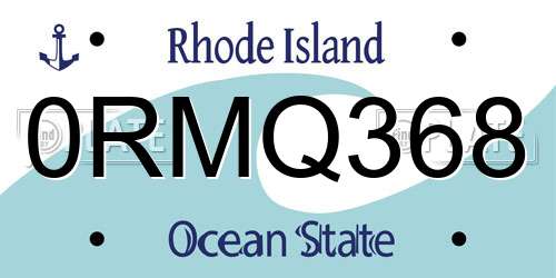 0RMQ368 Rhode Island License Plate