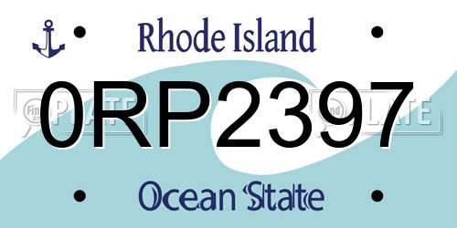0RP2397 Rhode Island License Plate