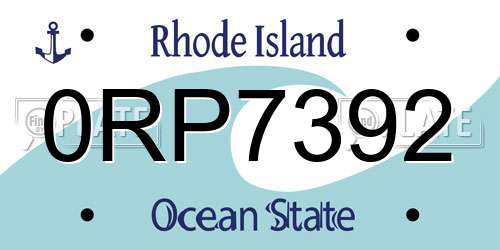 0RP7392 Rhode Island License Plate