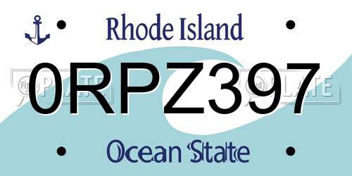 0RPZ397 Rhode Island License Plate