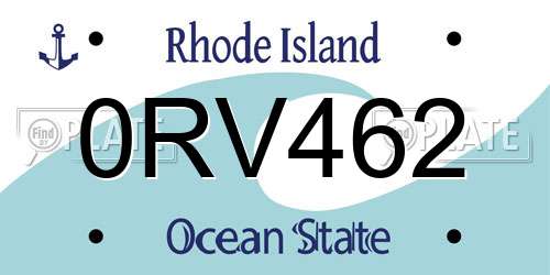 0RV462 Rhode Island License Plate