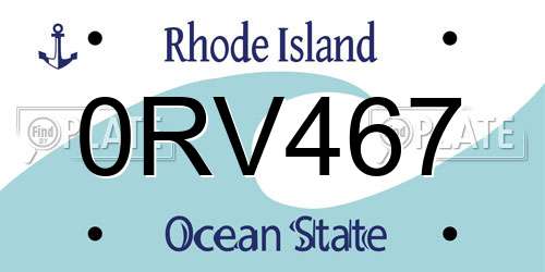 0RV467 Rhode Island License Plate