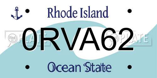 0RVA62 Rhode Island License Plate