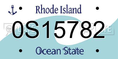 0S15782 Rhode Island License Plate
