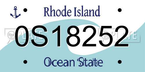 0S18252 Rhode Island License Plate