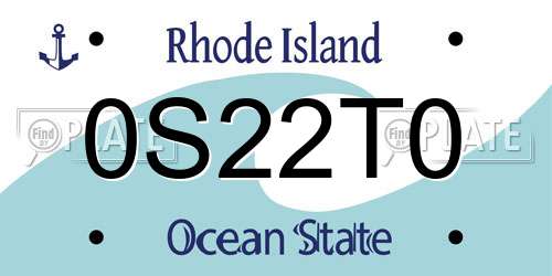 0S22T0 Rhode Island License Plate