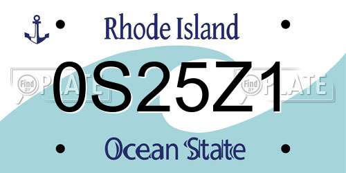 0S25Z1 Rhode Island License Plate