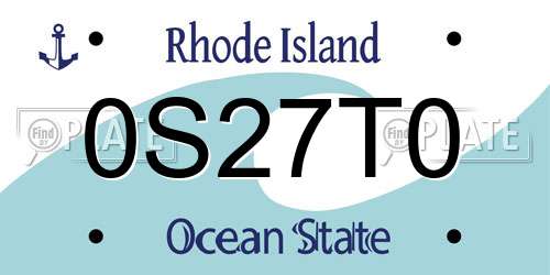 0S27T0 Rhode Island License Plate