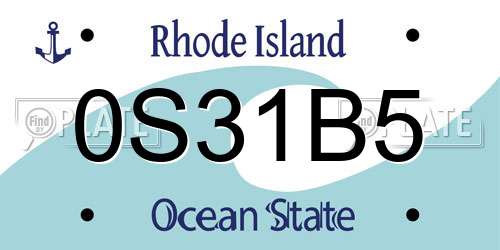 0S31B5 Rhode Island License Plate