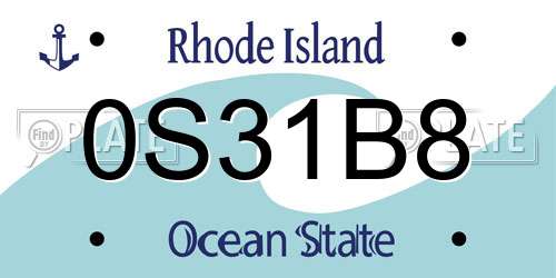 0S31B8 Rhode Island License Plate