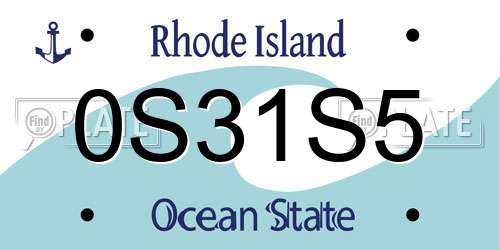 0S31S5 Rhode Island License Plate