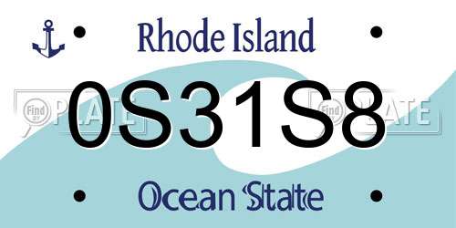 0S31S8 Rhode Island License Plate