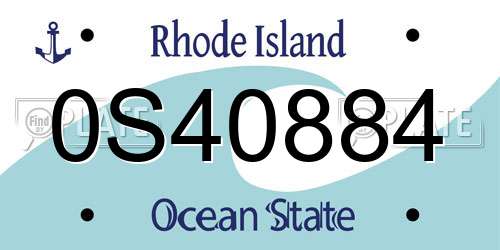 0S40884 Rhode Island License Plate