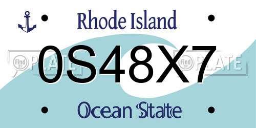 0S48X7 Rhode Island License Plate