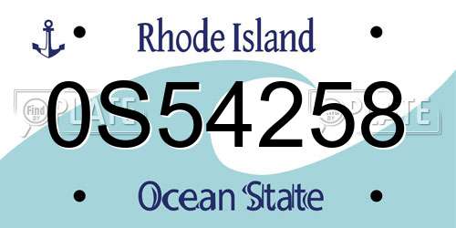0S54258 Rhode Island License Plate