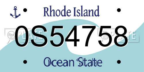 0S54758 Rhode Island License Plate