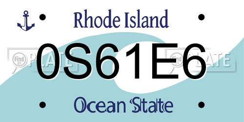 0S61E6 Rhode Island License Plate