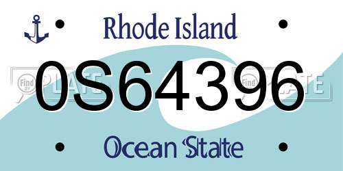 0S64396 Rhode Island License Plate