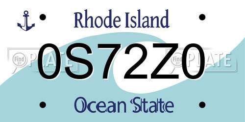 0S72Z0 Rhode Island License Plate
