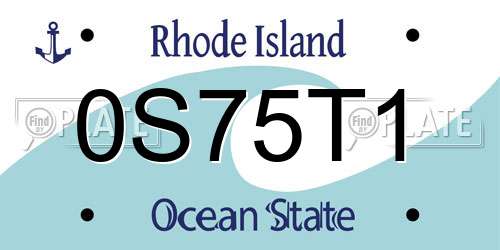 0S75T1 Rhode Island License Plate