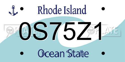 0S75Z1 Rhode Island License Plate