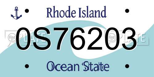 0S76203 Rhode Island License Plate