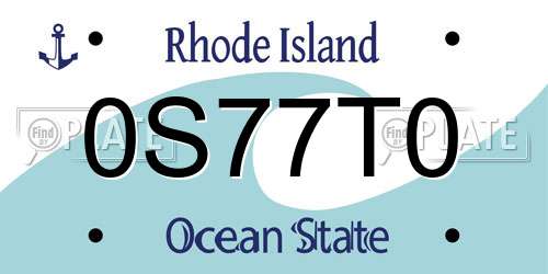 0S77T0 Rhode Island License Plate